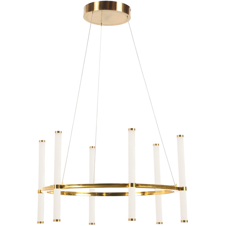 Dainolite 36W Chandelier, Aged Brass with White Acrylic Diffuser CVT-2436C-AGB