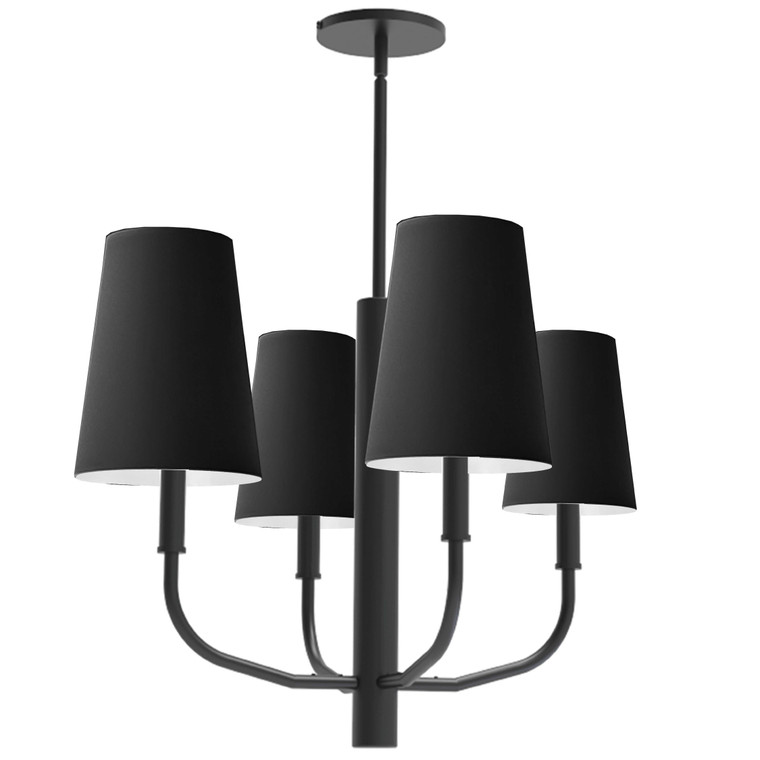 Dainolite 4 Light Incandescent Pendant, Matte Black w/ Black Shades ELN-214C-MB-797