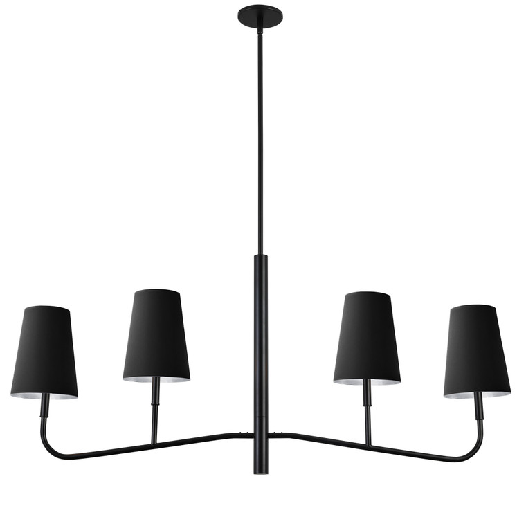 Dainolite 4 Light Incandescent Horizontal Chandelier Matte Black with Black Shades ELN-534HC-MB-697