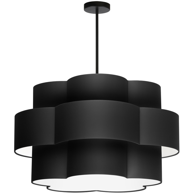 Dainolite 4 Light Incandescent Chandelier, Matte Black with Black Shade PLX-284C-MB-BK