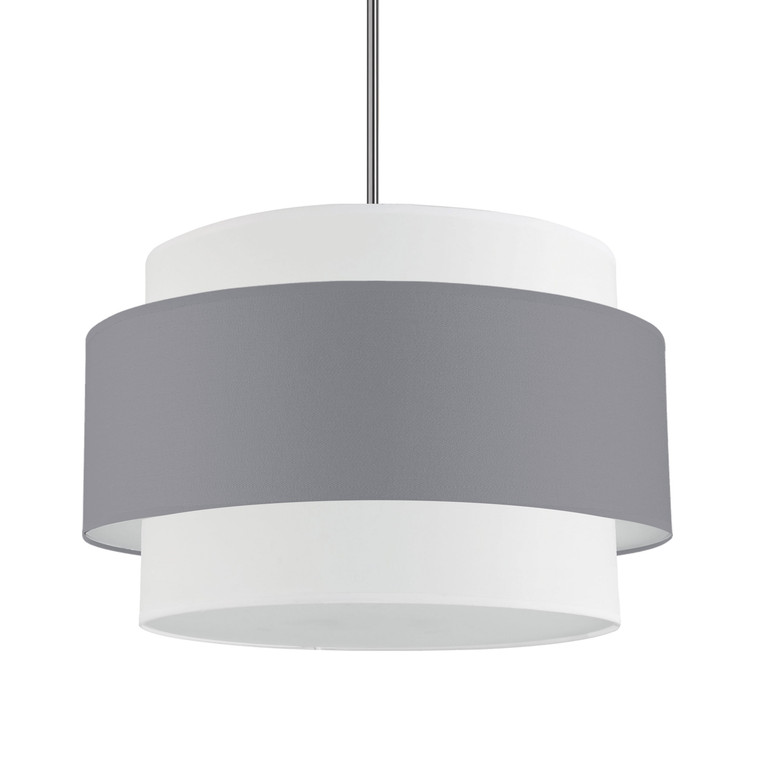 Dainolite 4 Light Incandescent Chandelier, Polished Chrome with Grey / White Shade PYA-224C-PC-GRW