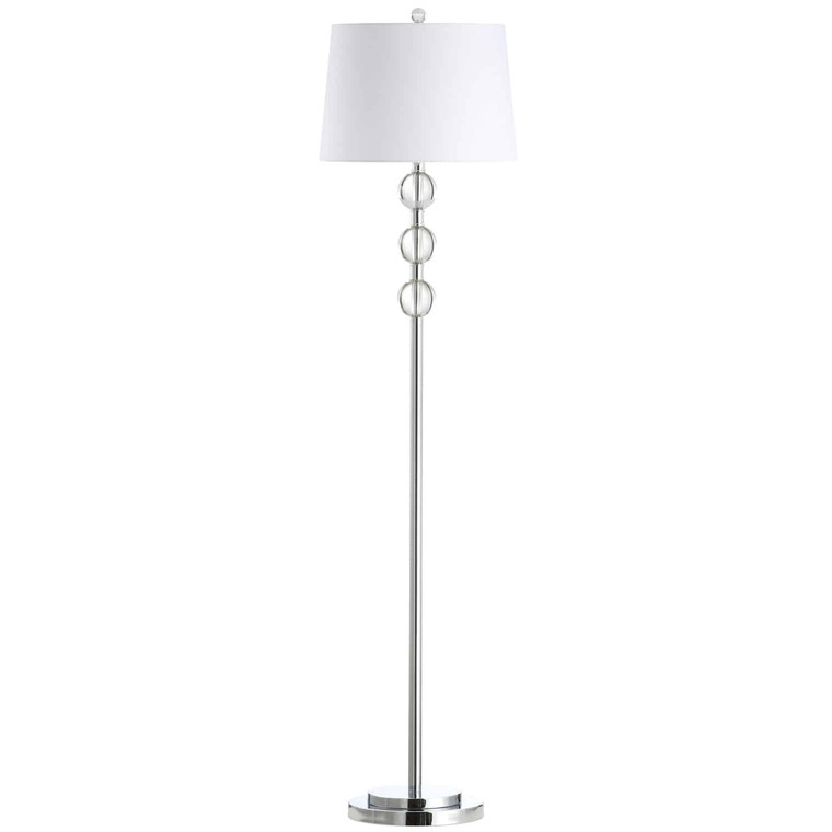 Dainolite 1 Light Incandescent Crystal Floor Lamp, Polished Chrome with White Shade C182F-PC