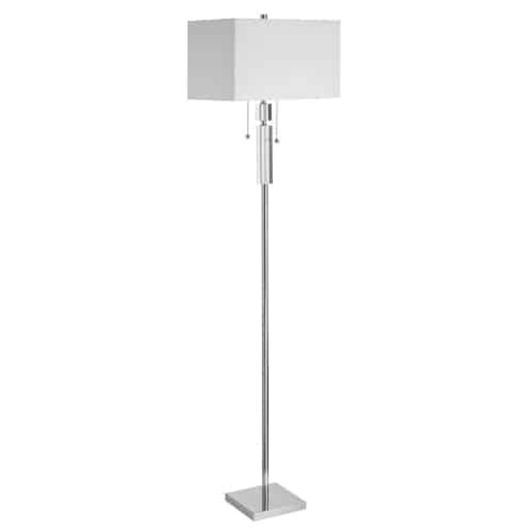 Dainolite Crystal Floor Lamp, Polished Chrome, White Linen Rectangular Shade DM231F-PC