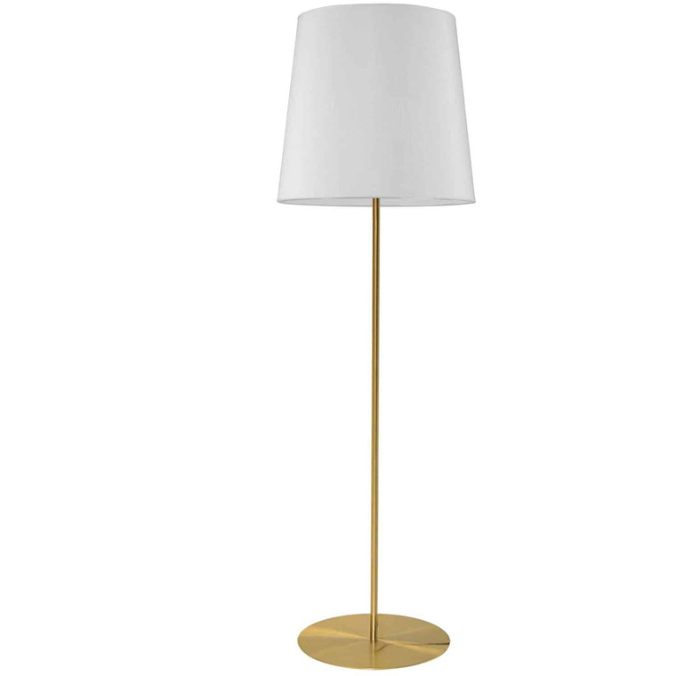 Dainolite 1 Light Aged Brass Floor Lamp w/ White Drum Shade MM681F-AGB-790