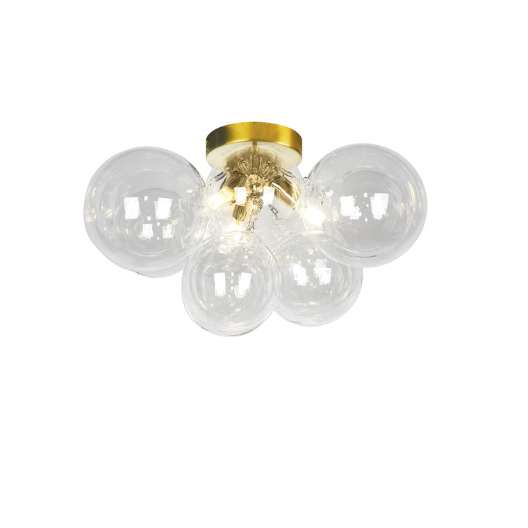 Dainolite 3 Light Halogen Flush Mount, Aged Brass with Clear Glass CMT-143FH-CLR-AGB