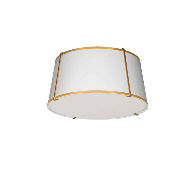 Dainolite 3 Light Trapezoid Flush Mount Gold frame and White Shade w/ 790 Diffuser TRA-3FH-GLD-WH