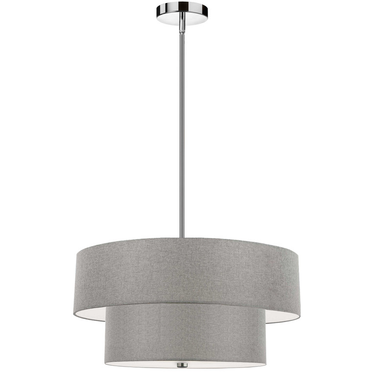 Dainolite 4 Light Incandescent 2 Tier Pendant, Polished Chrome with Grey Shade 571-224P-PC-GRY