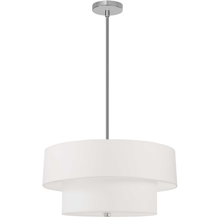 Dainolite 4 Light Incandescent 2 Tier Pendant, Satin Chrome with White Shade 571-224P-SC-WH