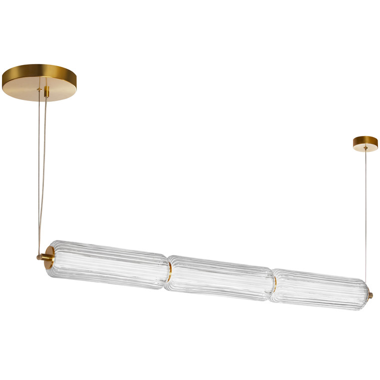 Dainolite 30W LED Horizontal Pendant, Aged Brass with Clear Fluted Glass RMA-3830LEDHP-AGB