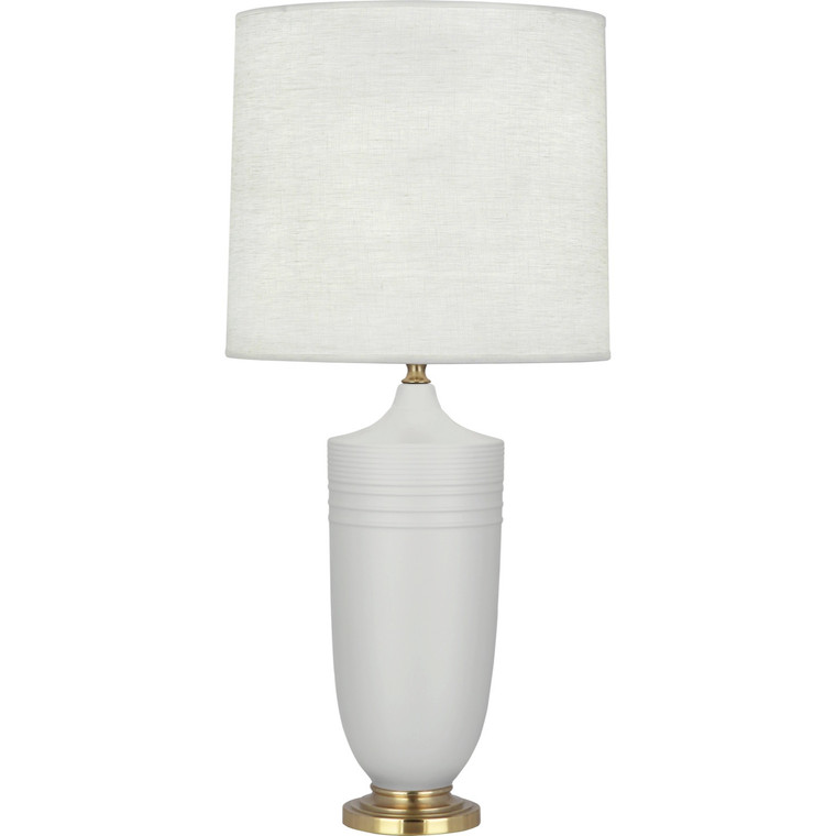 Robert Abbey Matte Dove Michael Berman Hadrian Table Lamp in Matte Dove Glazed Ceramic with Modern Brass Accents MDV27