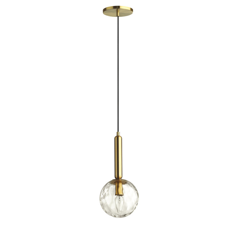 Dainolite 1 Light Incandescent Pendant, Aged Brass with Clear Hammered Glass TAR-61P-AGB-CL