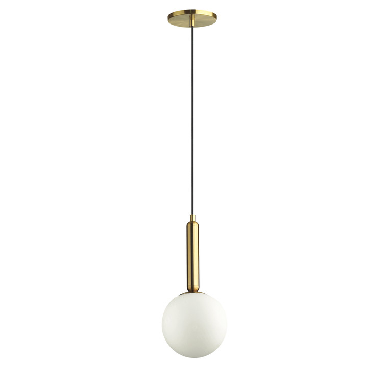 Dainolite 1 Light Incandescent Pendant, Aged Brass with White Glass TAR-61P-AGB-WH