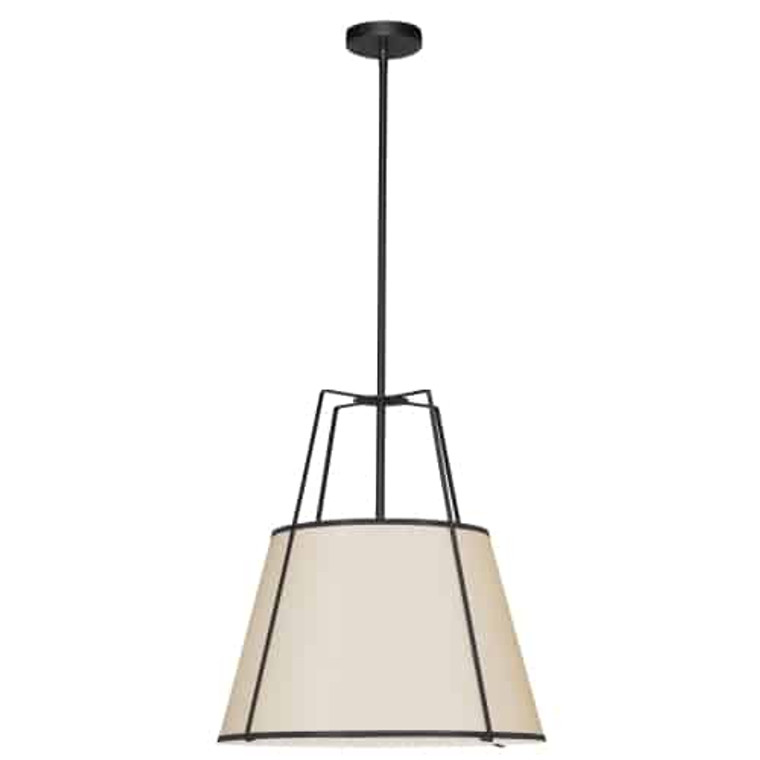 Dainolite 1 Light Trapezoid Pendant Black/Cream Shade w/ White Fabric Diffuser  TRA-1P-BK-CRM