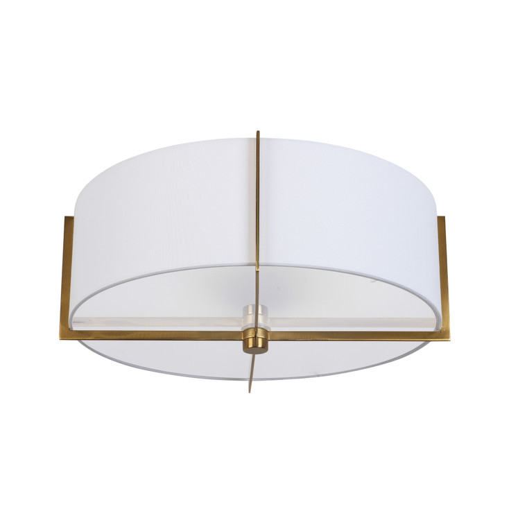 Dainolite 3 Light Incandescent Semi-Flush Mount, Aged Brass with White Shade PST-153SF-AGB-WH