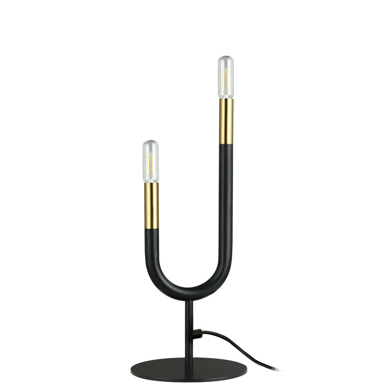 Dainolite 2 Light Incandescent Table Lamp, Matte Black & Aged Brass WAN-172T-MB-AGB