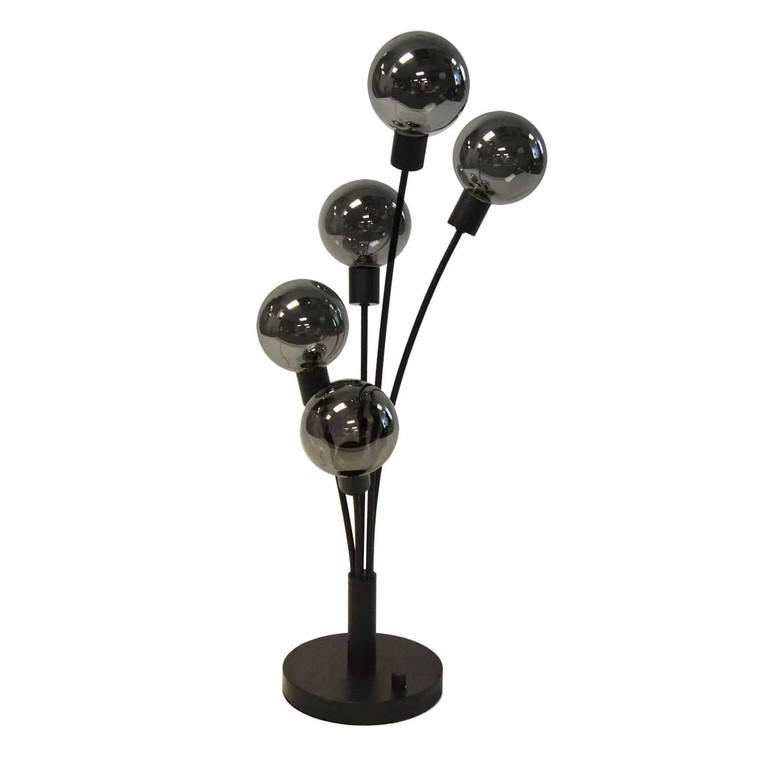 Dainolite 5 Light Incandescent Table Lamp Black Finish with Smoked Glass 306T-BK