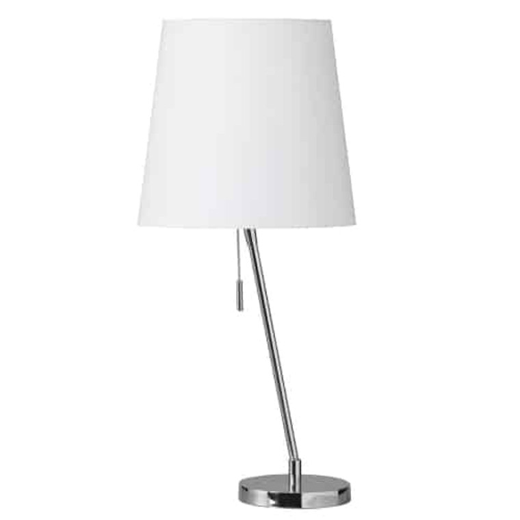 Dainolite Canting Table Lamp, Polished Chrome, White Linene Shade 790 546T-PC