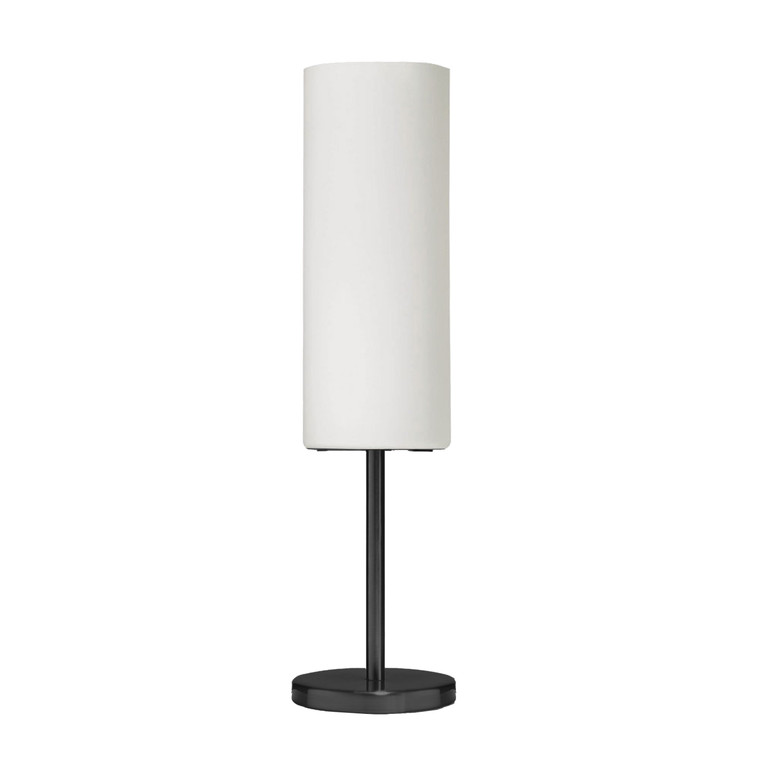 Dainolite 1 Light Incandescent Table Lamp, Matte Black with White Glass 83205-MB-WH