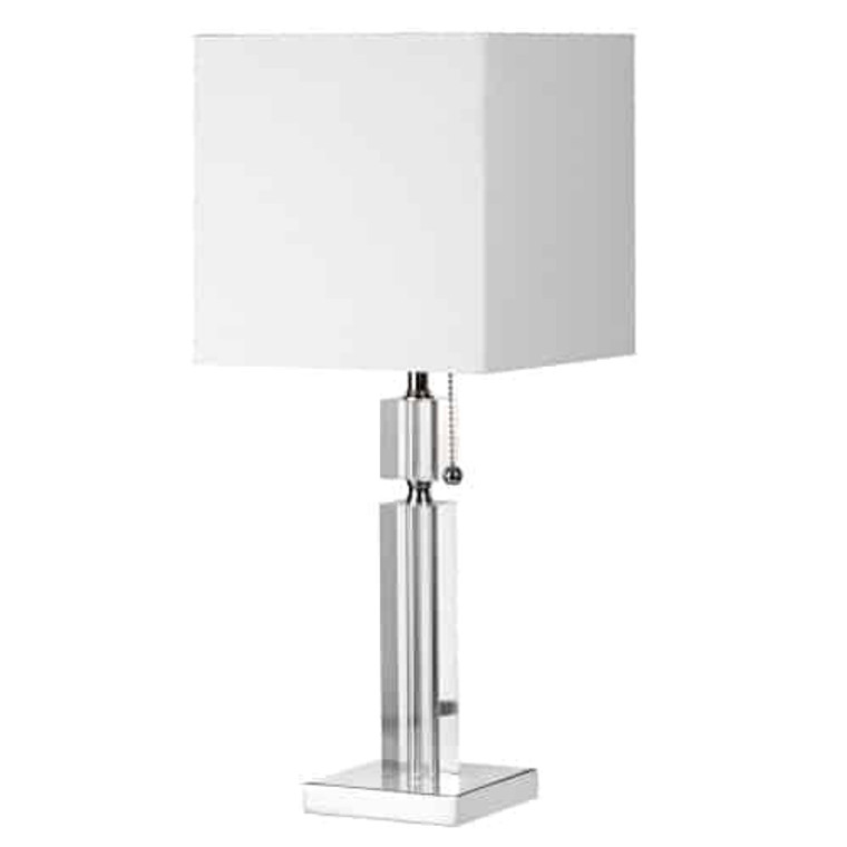 Dainolite Crystal Table Lamp, Polished Chrome, Square White Linen Shade DM231-PC