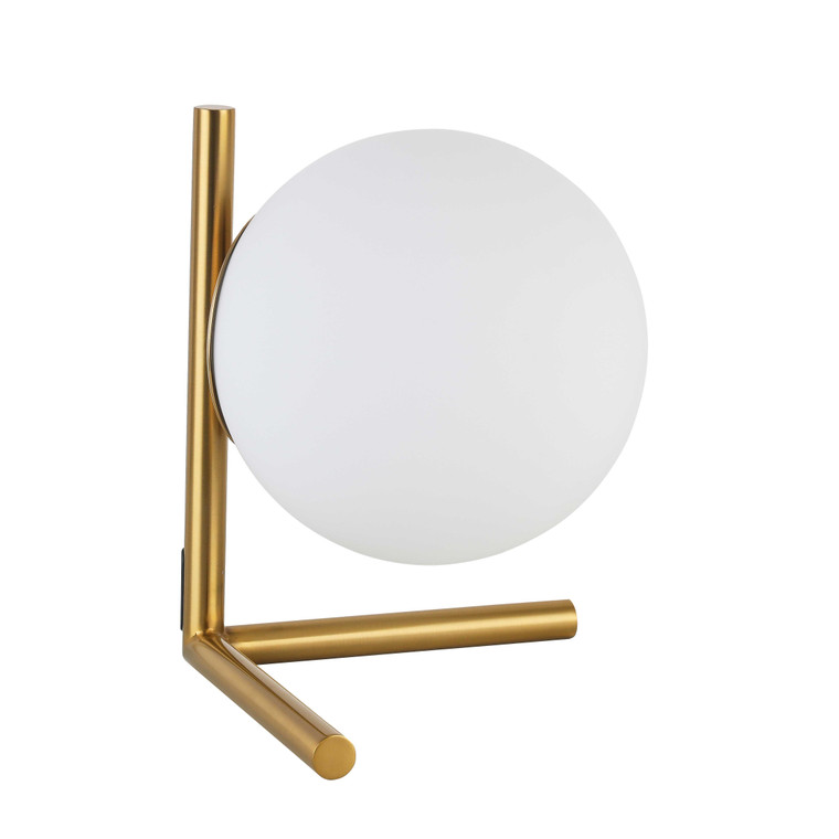 Dainolite 1 Light Incandescent Table Lamp, Aged Brass w/ Opal Glass FOL-101T-AGB