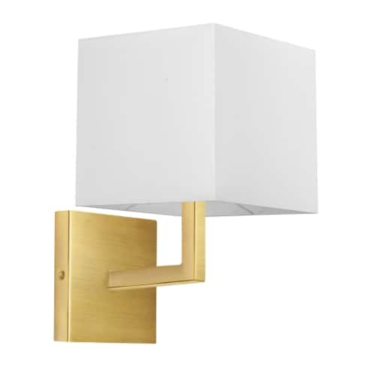 Dainolite 1 Light Incandescent Aged Brass Wall Sconce w/ White Shade 77-1W-AGB-WH
