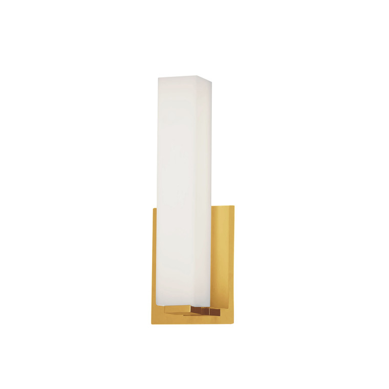 Dainolite 12W Aged Brass Vanity Light w/ White Glass VLD-172-10-AGB