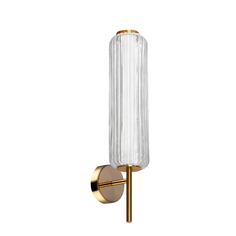 Dainolite 10W LED Wall Sconce, Aged Brass with Clear Fluted Glass RMA-1710LEDW-AGB