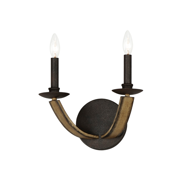 Maxim Basque 2-Light Wall Sconce in Driftwood/Anthracite 20341DWAR