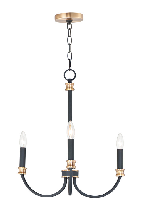 Maxim Charlton 3-Light Chandelier in Black / Antique Brass 11373BKAB