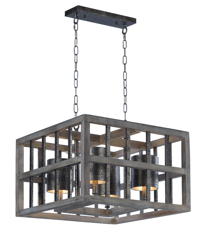 Maxim Cottage 4-Light Chandelier in Weathered Wood 35065WWDCI