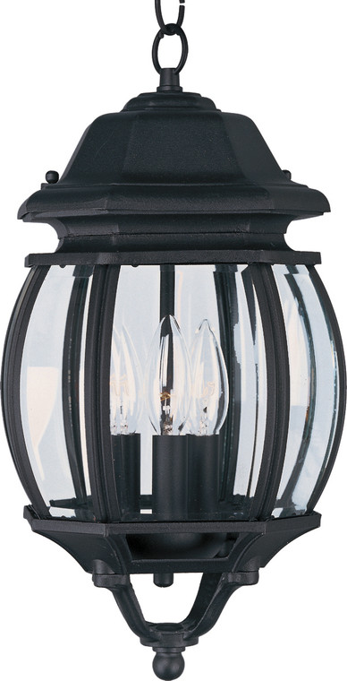 Maxim Crown Hill 3-Light Outdoor Hanging Lantern in Black 1036BK