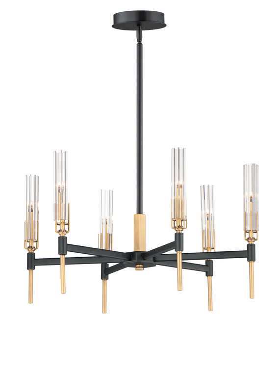 Maxim Flambeau 6-Light LED Chandelier in Black / Antique Brass 16125CLBKAB