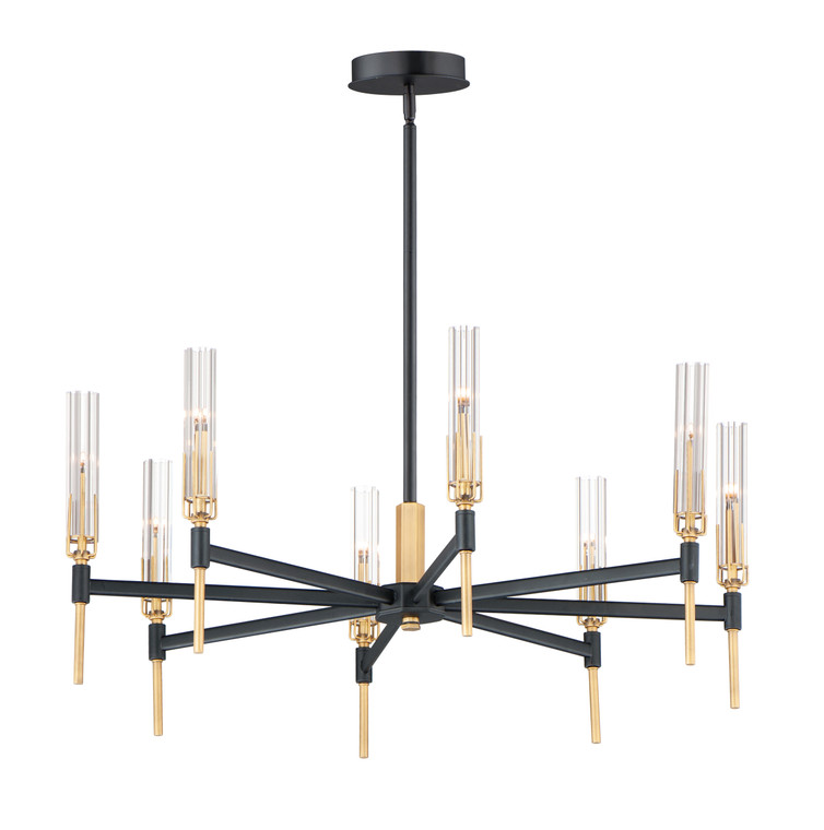 Maxim Flambeau 8-Light LED Chandelier in Black / Antique Brass 16128CLBKAB