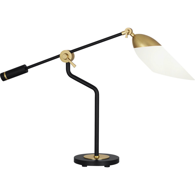 Robert Abbey Ferdinand Table Lamp in Matte Black Painted Finish w/ Modern Brass Accents 1210