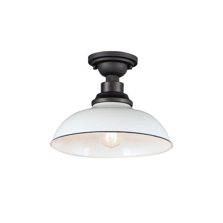 Maxim Granville 1-Light Flush Mount in White / Black 35110WTBK