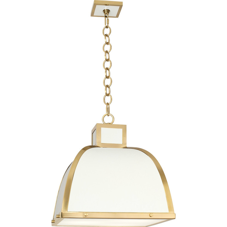 Robert Abbey Ranger Pendant in Glossy White Painted Finish with Modern Brass Accents 1445