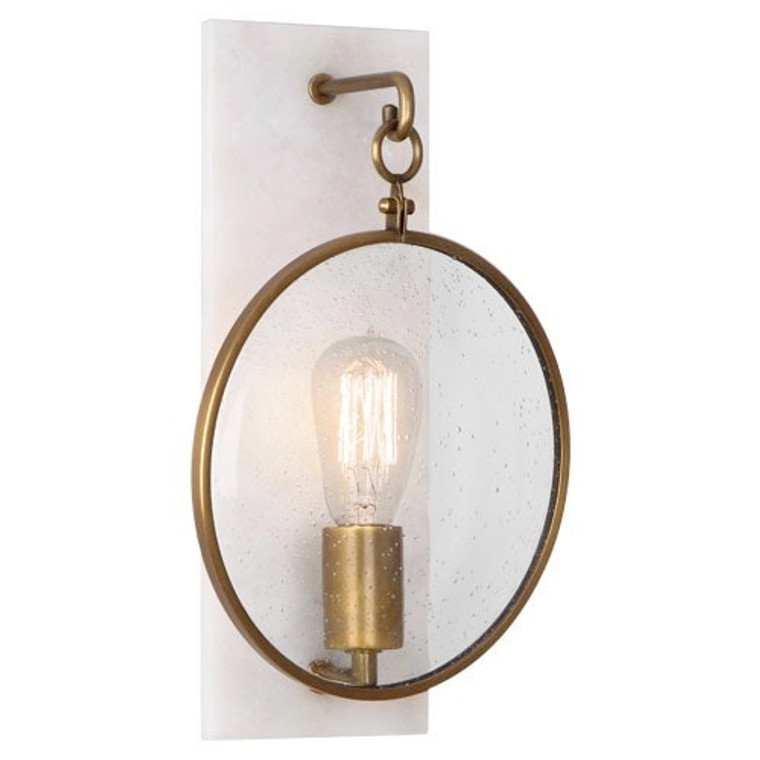 Robert Abbey Fineas Wall Sconce in Aged Brass Finish with Alabaster Stone Accents 1518