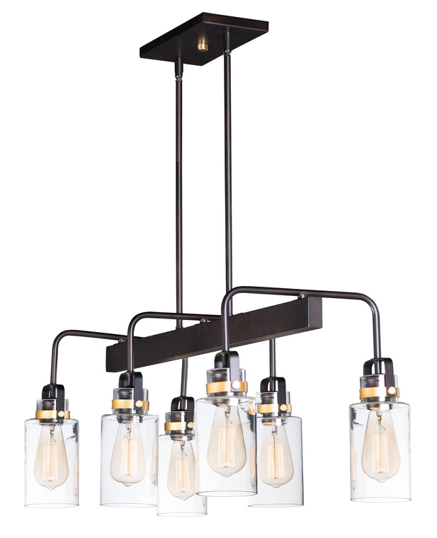 Maxim Magnolia 6-Light Linear Pendant in Bronze / Gold 30177CLBZGLD