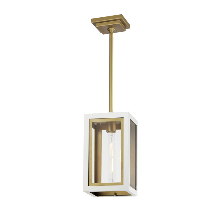 Maxim Neoclass 1-Light Outdoor Pendant in White/Gold 30051CLWTGLD