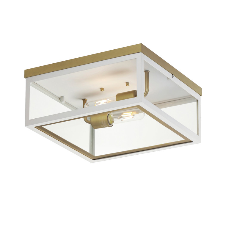 Maxim Neoclass 2-Light Outdoor Flush Mount in White/Gold 30059CLWTGLD