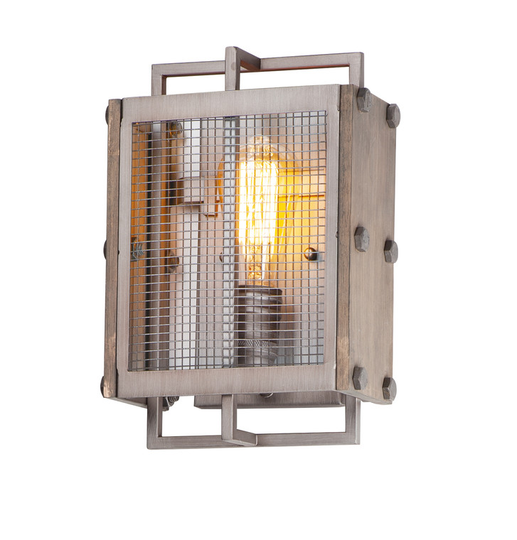 Maxim Outland 1-Light Wall Sconce in Barn Wood / Weathered Zinc 25269BWWZ