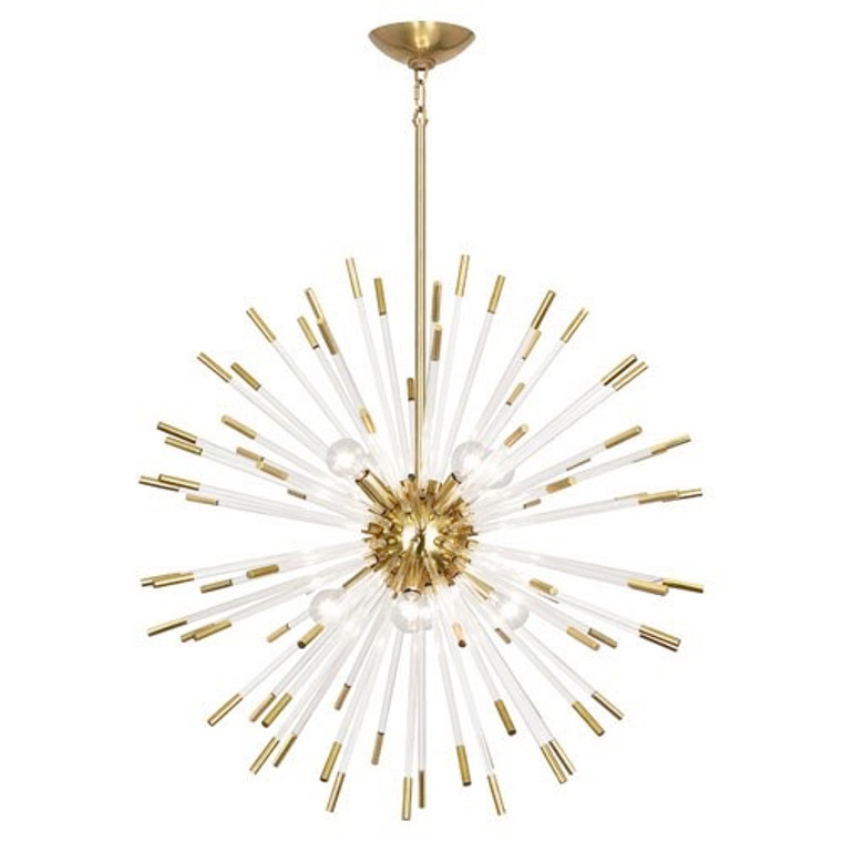 Robert Abbey Andromeda Chandelier in Modern Brass Finish with Clear Acrylic Rods 166