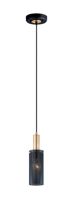 Maxim Perf 1-Light Mini Pendant in Black / Satin Brass 10081BKSBR
