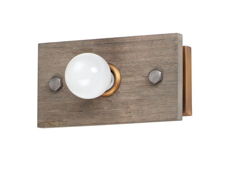 Maxim Plank 1-Light Wall Sconce in Weathered Wood / Antique Brass 25241WWDAB