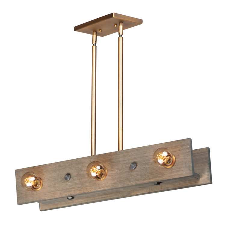 Maxim Plank 6-Light Pendant in Weathered Wood / Antique Brass 25246WWDAB