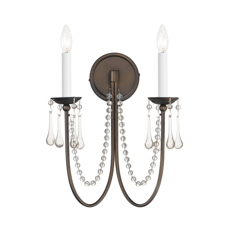 Maxim Plumette 2-Light Wall Sconce w Crystal in Chestnut Bronze 12161CHB/CRY