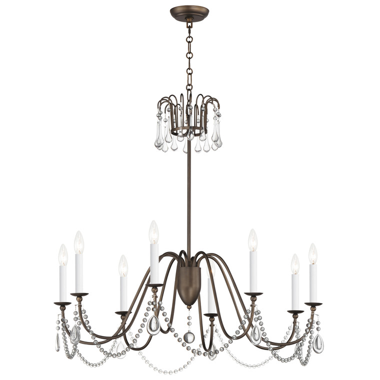 Maxim Plumette 8-Light Chandelier w Crystal in Chestnut Bronze 12168CHB/CRY