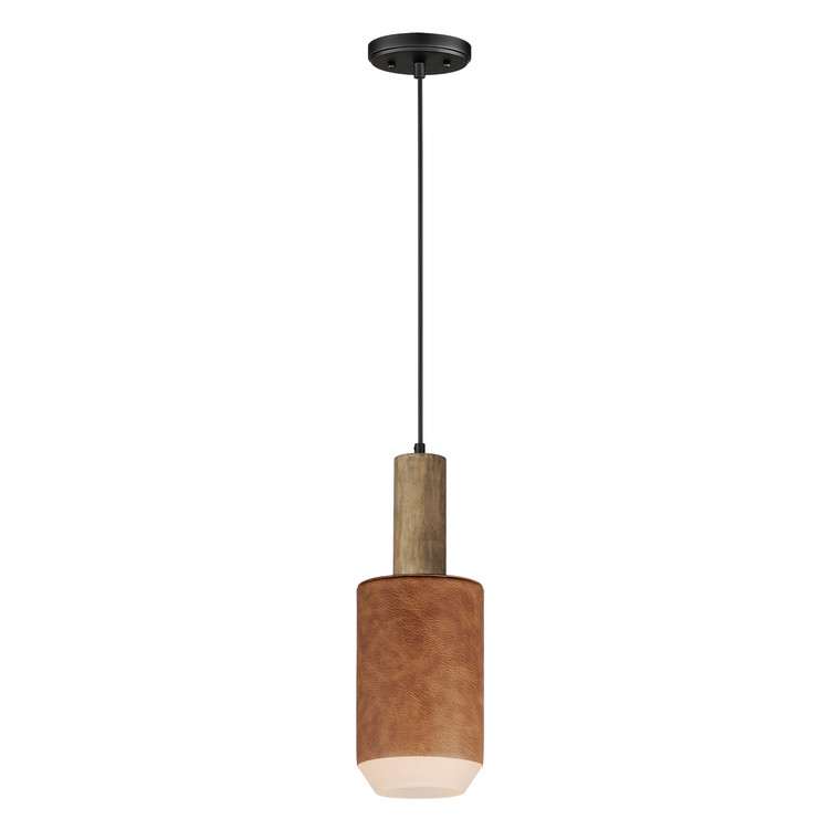 Maxim Scout 1-Light LED Pendant in Weathered Wood / Tan Leather 10092WWDTN