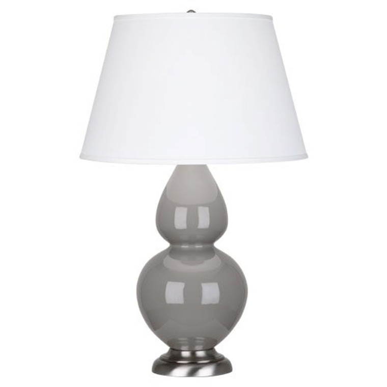 Robert Abbey Smokey Taupe Double Gourd Table Lamp in Smoky Taupe Glazed Ceramic with Antique Silver Finished Accents 1750X