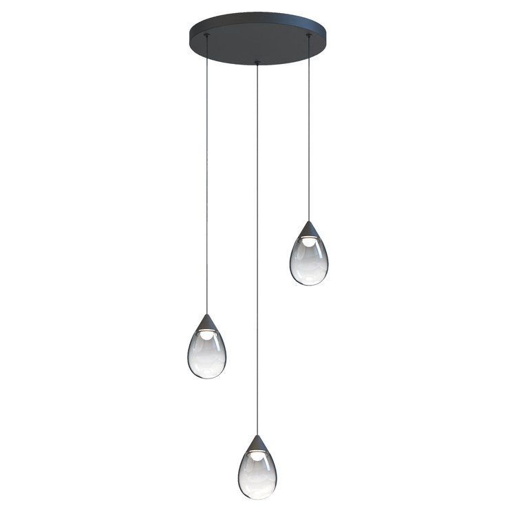 ET2 Contemporary Lighting Dewdrop 3- Light LED Pendant in Black E21563-142BK
